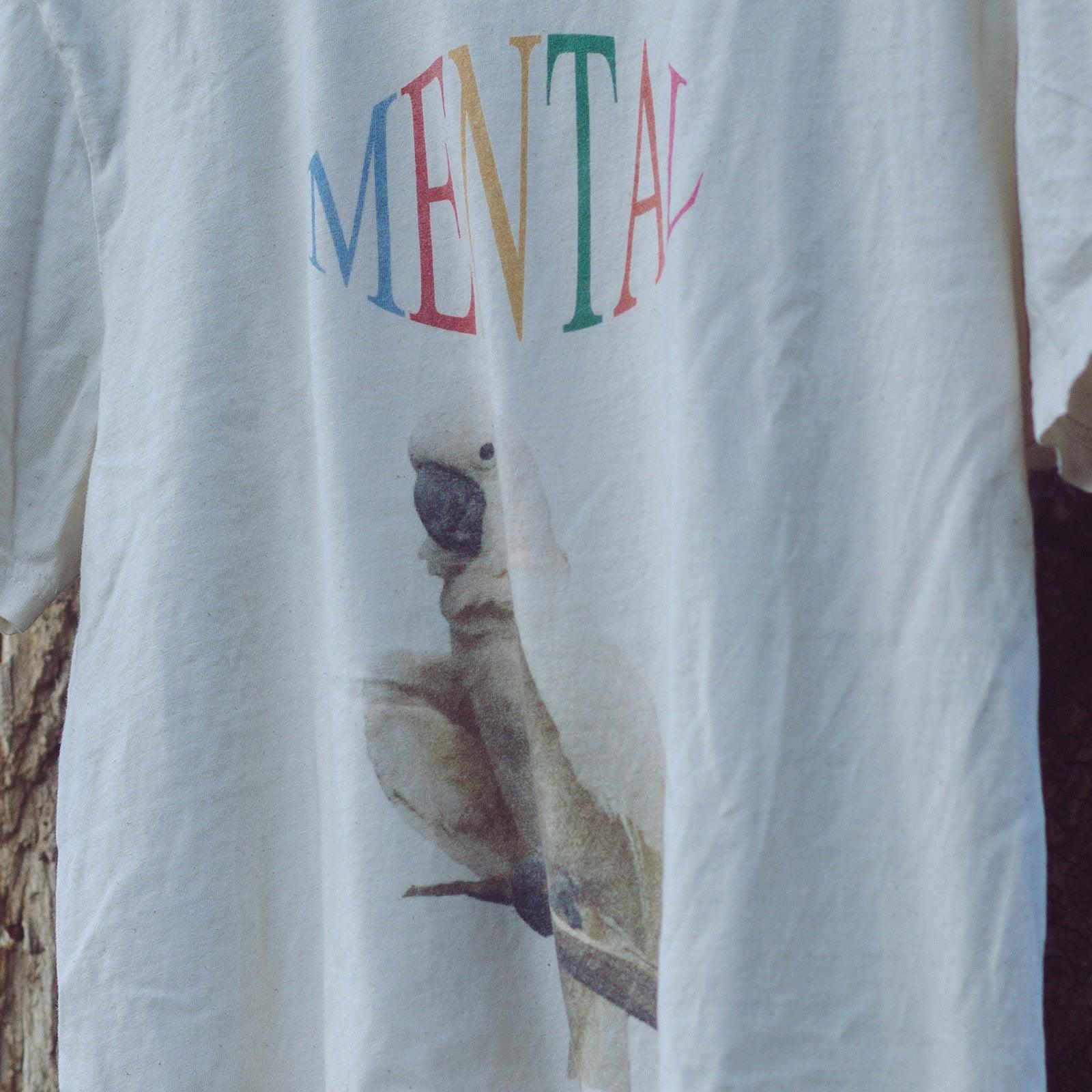 Mental Chaotic Kittens closeup on unisex natural color tshirt